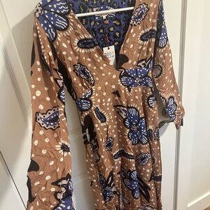 Brown and Blue Floral Dress by Boom Shankar - New with tags